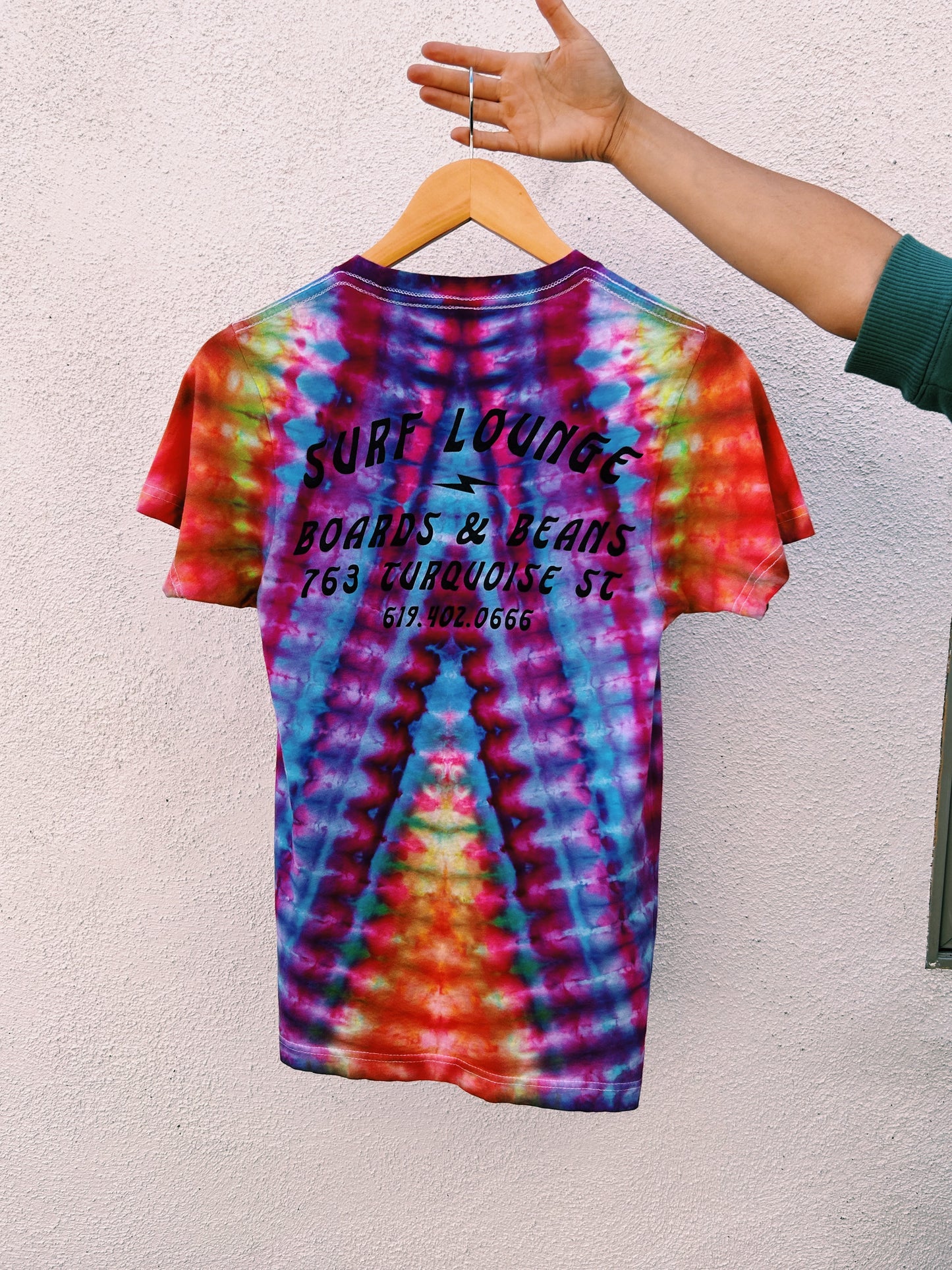 Tie Dyed Boards & Beans t shirt